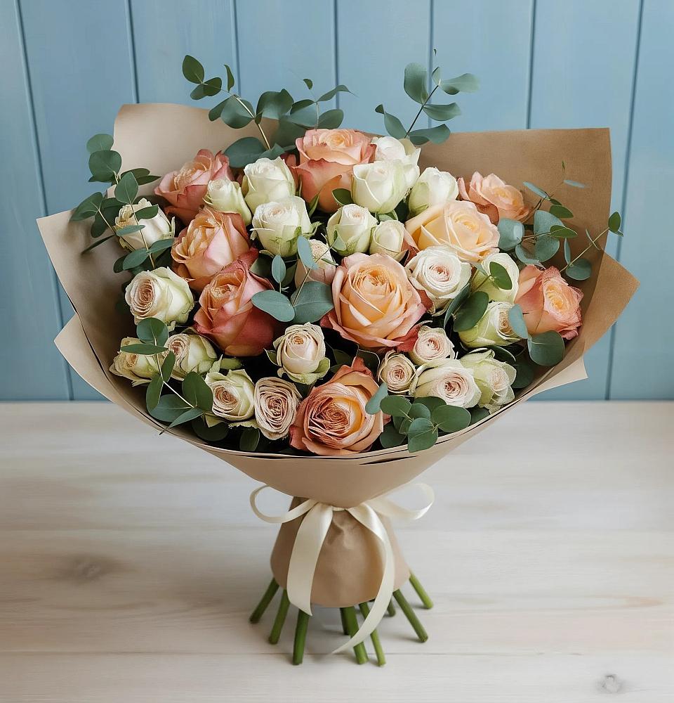 Букет цветов из: Альстромерии и Розы в Отрадном Самарская область