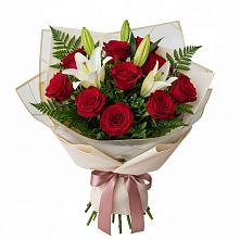 Букет цветов из:  Лилии и Розы в Отрадном Самарская область