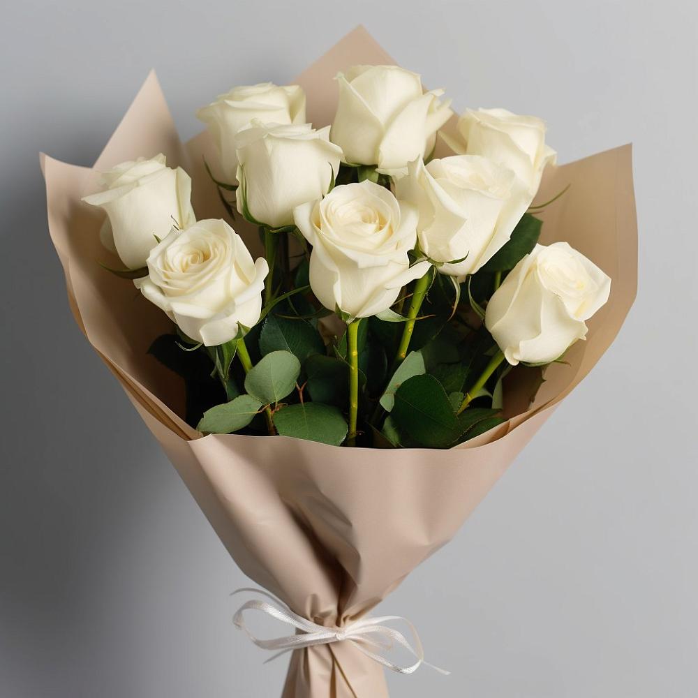 Букет 9 Белых роз Эдлесс Лав в Отрадном Самарская область