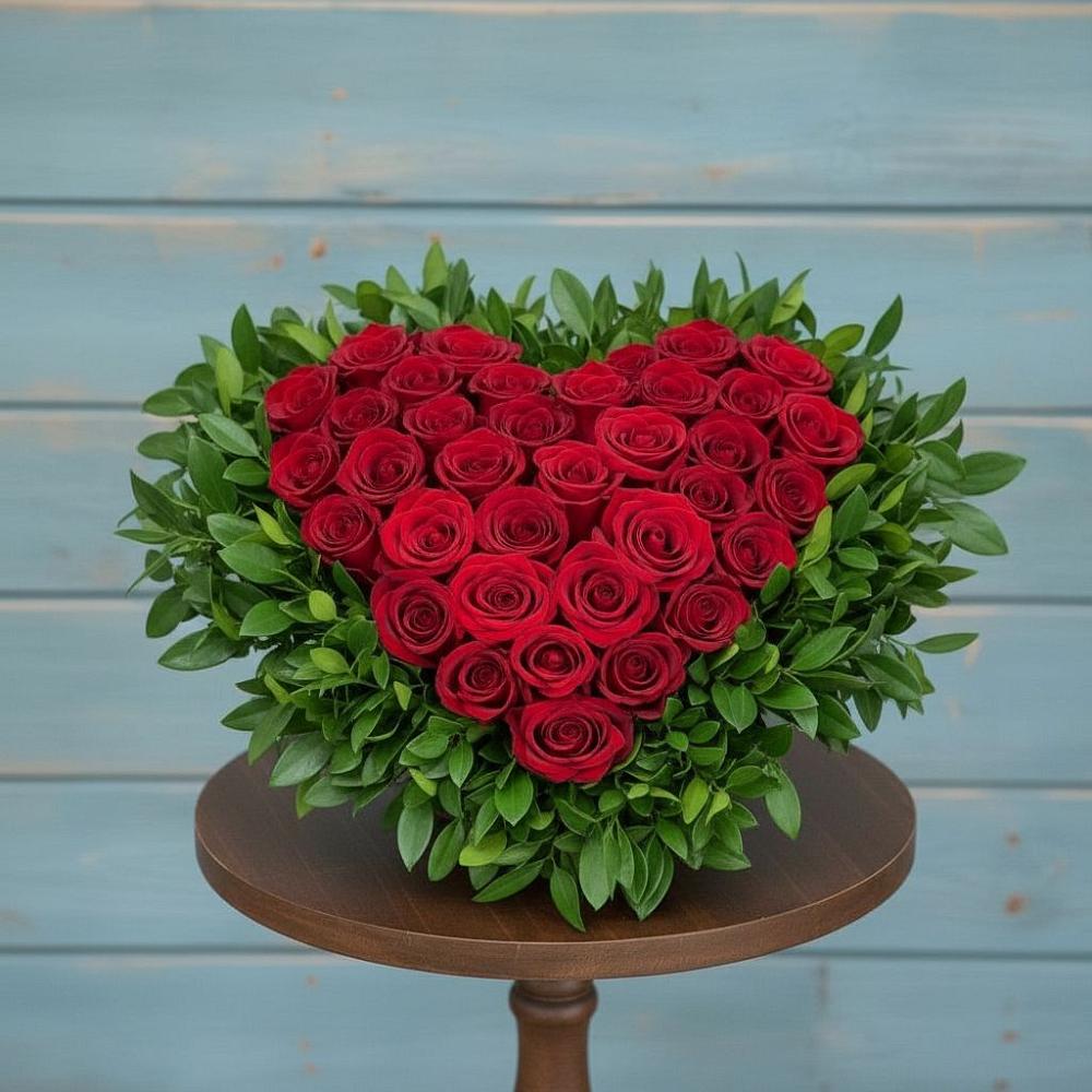 Цветочная композиция из Розы в виде сердца в Отрадном Самарская область