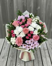 Букет цветов из:  Альстромерии, Гвоздики, Розы и Хризантемы в Отрадном Самарская область