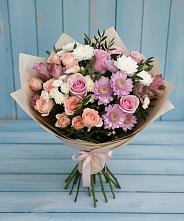 Букет цветов из:  Хризантемы, Розы и Альстромерии в Отрадном Самарская область