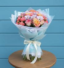 Букет цветов из:  Хризантемы и Розы в Отрадном Самарская область