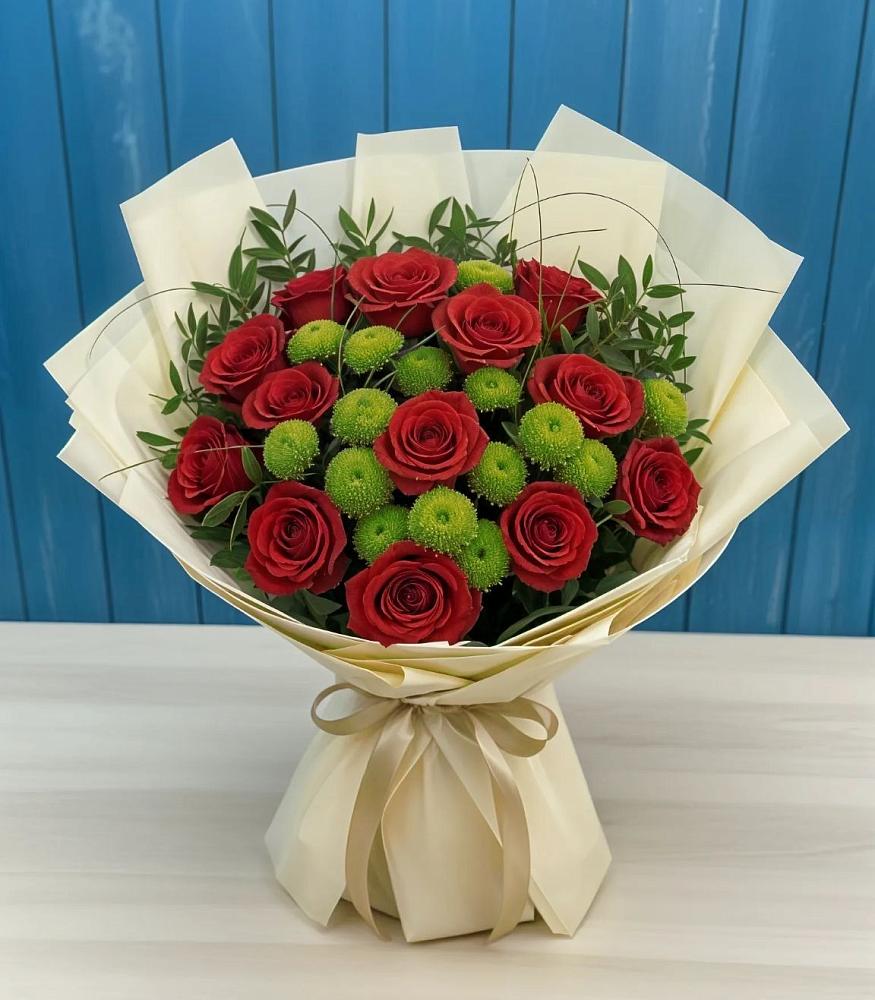 Букет цветов из: Розы и Хризантемы в Отрадном Самарская область